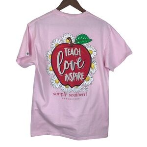 Simply Southern Collection T-Shirt Medium Teach Love Inspire Short Sleeve Pink
